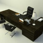 Table de travail noire de bureau avec chaise
