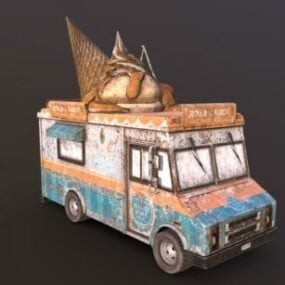 Wrecked Ice Cream Truck 3d model