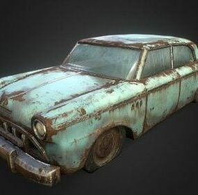Old Rusty Blue Car 3d model