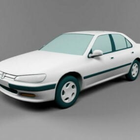 Model 3D białego samochodu Peugeot Sedan