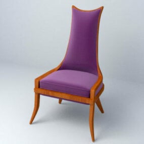 Modello 3d antico sedia viola con schienale alto