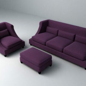 Ensembles de canapés violets modèle 3D