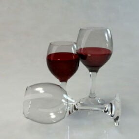 Red Wine Glasses 3d model