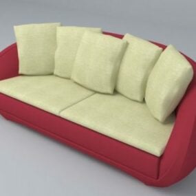 Τρισδιάστατο μοντέλο επίπλων καναπέ σε κόκκινο και μπεζ χρώμα