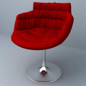 Krzesło wypoczynkowe z czerwonej skóry Model 3D
