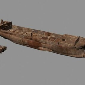 Modello 3d naufragato della nave di ferro arrugginita