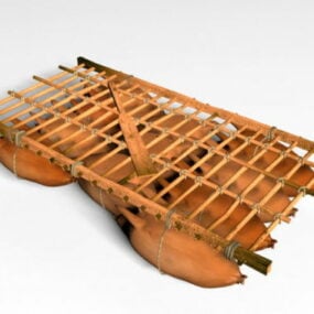 Old Sheepskin Raft 3d model