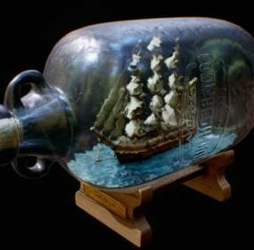 ספינה בבקבוק זכוכית דגם תלת מימד