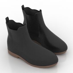 Black Leather Shoes 3d model