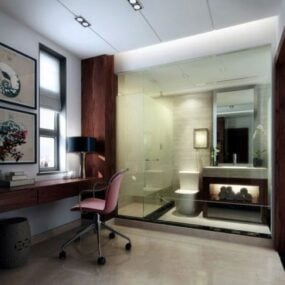 Simple Library Bathroom Interior 3d model
