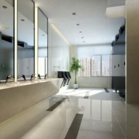 Einfaches atmosphärisches weißes Badezimmer-Innenraum-3D-Modell