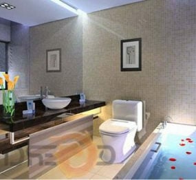Einfaches Badezimmer-Interieur V1 3D-Modell