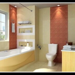 3d модель простого інтер'єру ванної кімнати