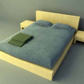 Simple Double Bed Design V2 3d model
