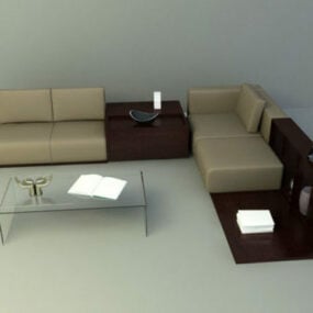 Simple Style Brown Sofa 3d model