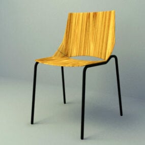 3D model jednoduché moderní židle s dřevěným opěradlem