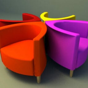 מסעדה ספה יחידה סט צבעוני דגם תלת מימד