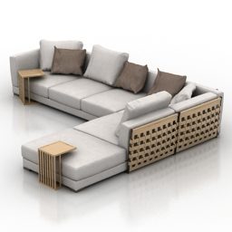 Modelo 3d de design flexível de canto de sofá