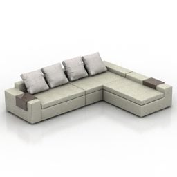 Szara sofa do salonu Polonez Model 3D