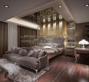 Spacious Bedroom Decoration Interior 3d model