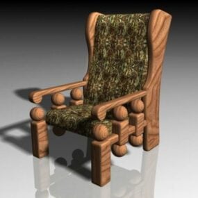 Antik trælænestol Stokvel 3d model