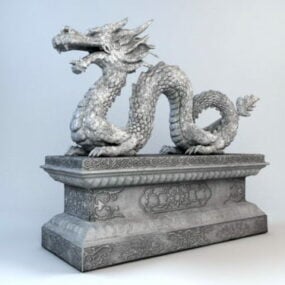 Escultura de dragão de pedra asiática Modelo 3D