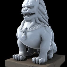 Přední dveře Stone Lion Sculpture 3D model