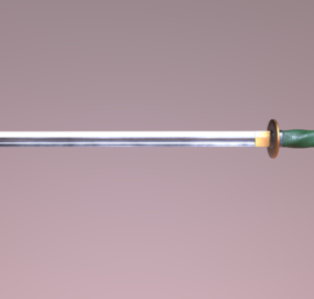Mô hình 3d thanh kiếm Katana thẳng