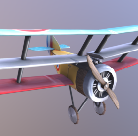 Triplane Propeller Plane 3d model