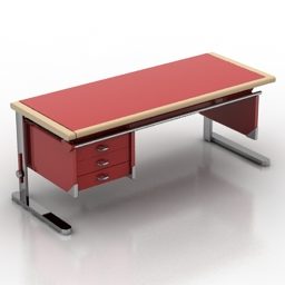 Red Paint Table Desk 3D-Modell