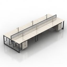 Working Table Office With Divider 3d model
