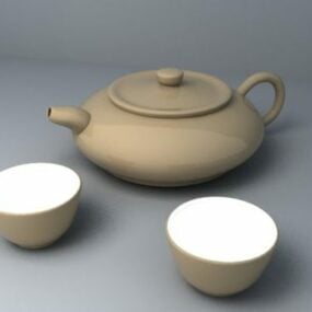 Chiński ceramiczny zestaw do herbaty Model 3D