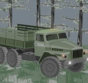 乌拉尔卡车 Lowpoly 3D模型