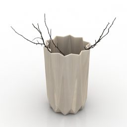Vase Branches Fleuries modèle 3D