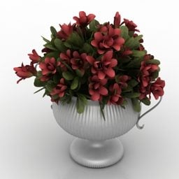 Decor Vase And Red Flowers 3d model
