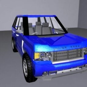 Vintage Blue Land Rover Car 3d model