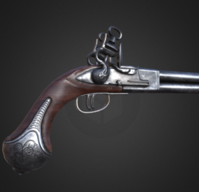 Beauty Vintage Pistol Gun 3d-modell