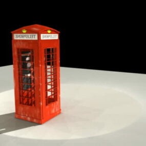 דגם תלת מימד של תא טלפון אדום