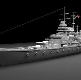 Ww2 Saksan Bismarck Battleship 3D-malli