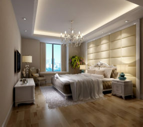 Mô hình 3d nội thất phòng ngủ màu ấm