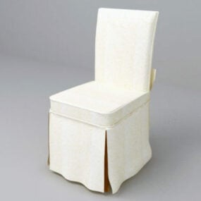 3д модель обеденного стула из белой ткани