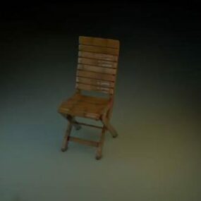 Old Folding Wood Chair 3d model