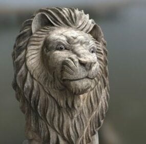Wooden Lion Sculpture 3d model