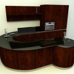 Wooden Concept Kitchen Design 3d model