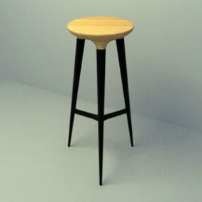 Houten caféstoel Barstoel 3D-model