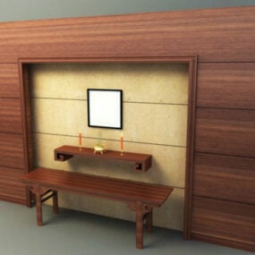 テレビ木製壁パネル3Dモデル