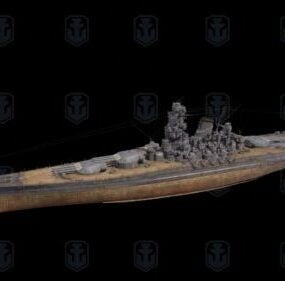 Barco de guerra japonés Yamato modelo 3d