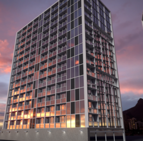 Modelo 3d de prédio de apartamentos de vidro