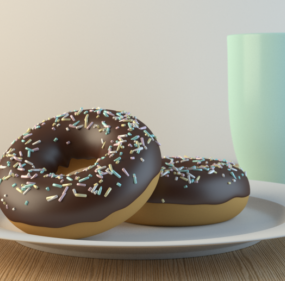 Donut Food On Disk 3d model