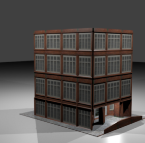 3д модель старого кирпичного жилого дома